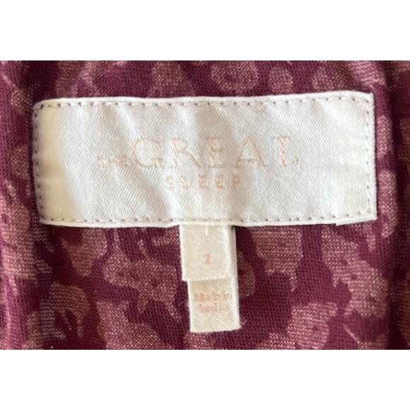 The Great Dress Sleep Size 2 (US M) Burgundy Floral Print V Neck Boho Relaxed - Picture 4 of 11